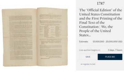 ConstitutionDAO 花千萬美元購買美國憲法第一版的印刷副本